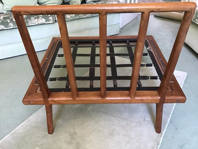 RARE MID CENTURY MODERN RAIL BACK DESIGNER ARMCHAIR.