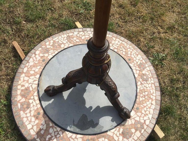 Antique victorian wood floor lamp.