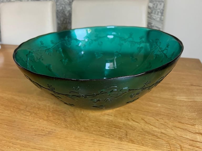 image for Large Green Recycled glass bowl. Gift