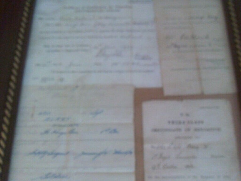 4 ARMY MILITARY ITEMS  KINGS OWN  REGIMENT   FRAMED W BERRY  