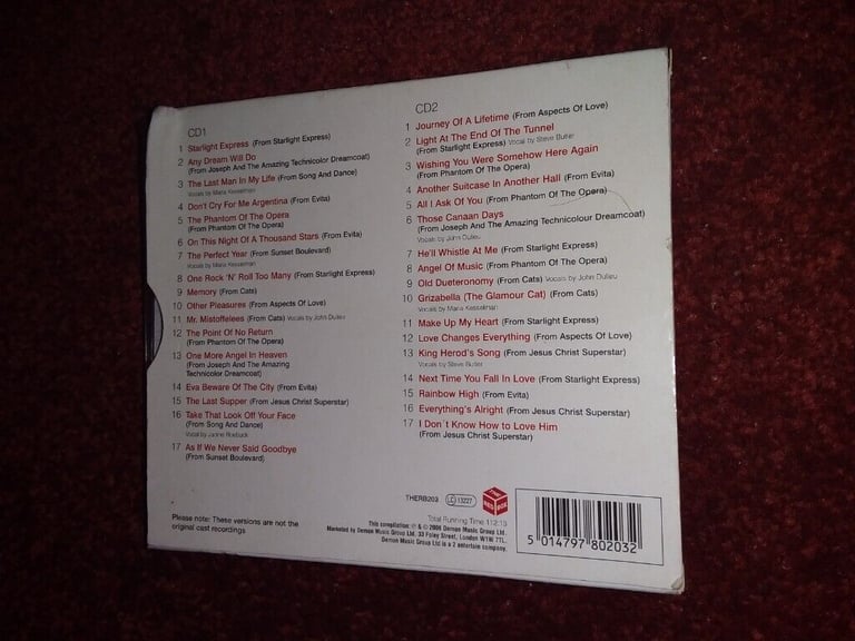 ANDREW LLOYD WEBBER 2 CD BOXSET FOR SALE.