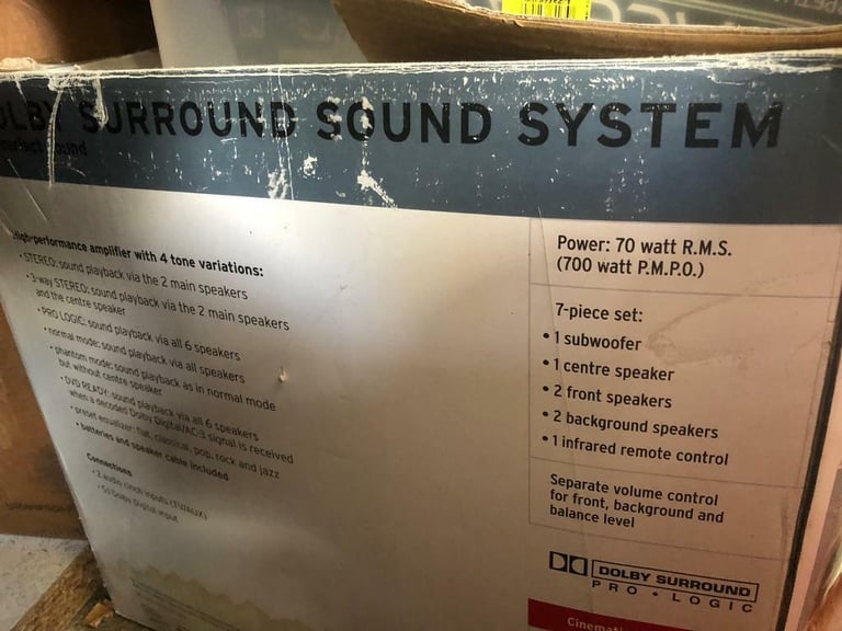 Dolby Surrounds Sound System. Pro logic . Cinematic sound quality
