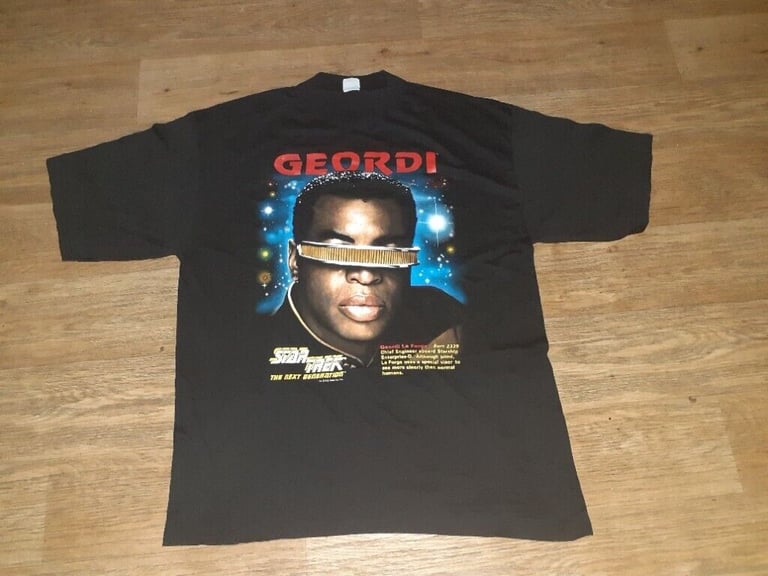 image for 1995 vintage star trek tng geordi t shirt 