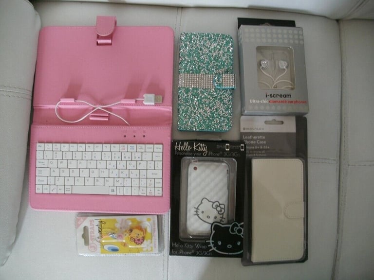 Various Job Lot of New Phone Cases and Covers Keyboard and Earphones