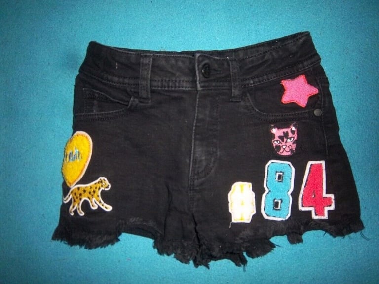image for M&S Girls Black Jean Shorts Age 7-8 Years IP1