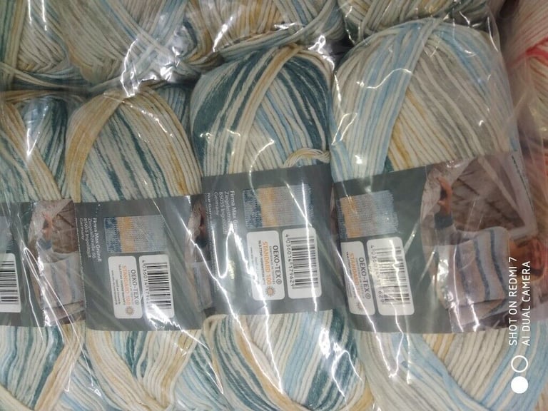 GRUNDL COTTON SOFT COLOR DOUBLE KNITTING 50% COTTON MIX 5X100G RANDOM PRINT NEW