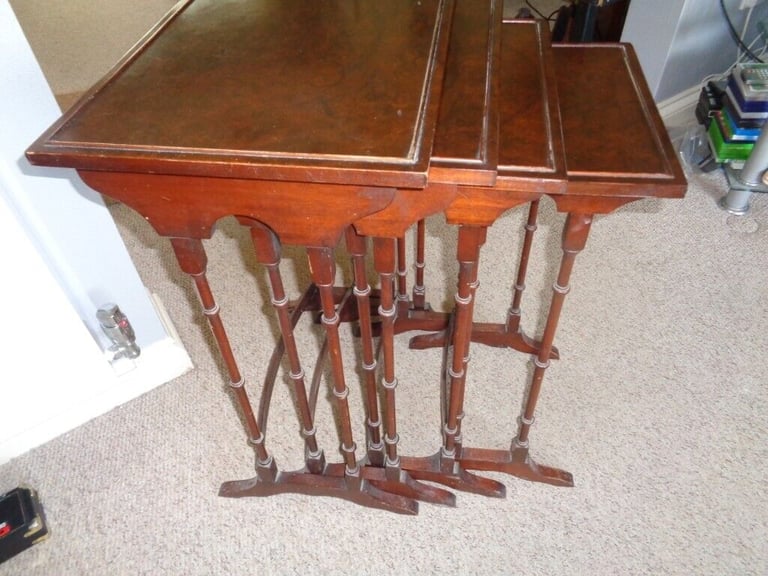 WALNUT/BURR NEST OF 4 TABLES £100 MAIDSTONE