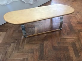 wooden mid century coffee table - metal legs