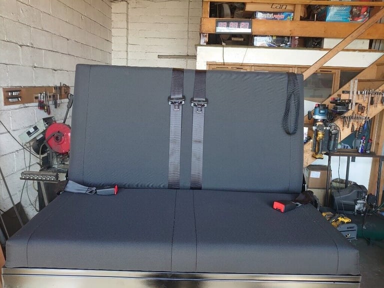 3/4 Black fabric rock and roll bed/seat, fits VW T4, T5 and all other vans. Delivery from £79