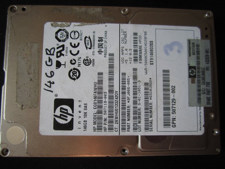 HP Hewlett-Packard 146GB 10K SFF SAS Hard Disk Drive, EG0146FAWHU SERVER 