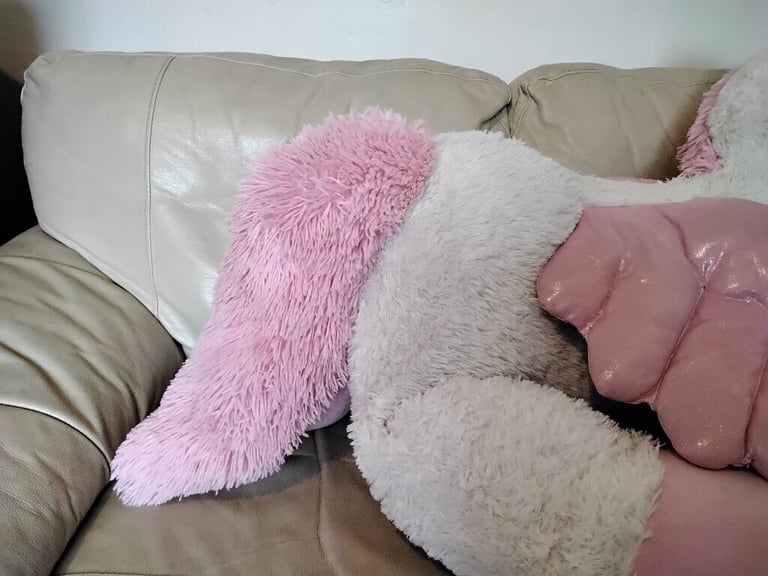 UNICORN soft toy 130cm long with tail extended .