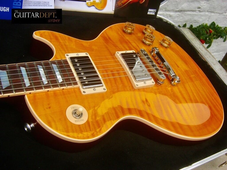 ♚GORGEOUS♚2015 Gibson Les Paul STANDARD 100th Anniversary ♚Mother of Pearl♚ AMBER CANDY AAA FLAME
