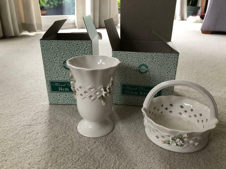 image for Creative Living Hand decorated basket ornament and vase. New in boxes. Collect Chichester 