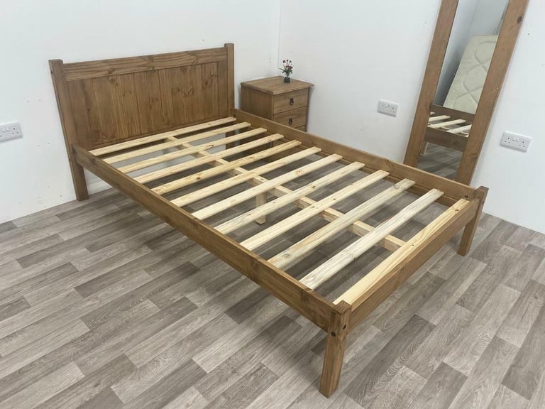 image for Brand New Distressed Waxed Pine Bed Frames 