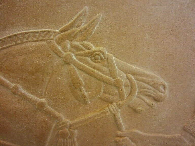 Assyrian Inspired 'Man with Horse' / One-Off Pottery Tile