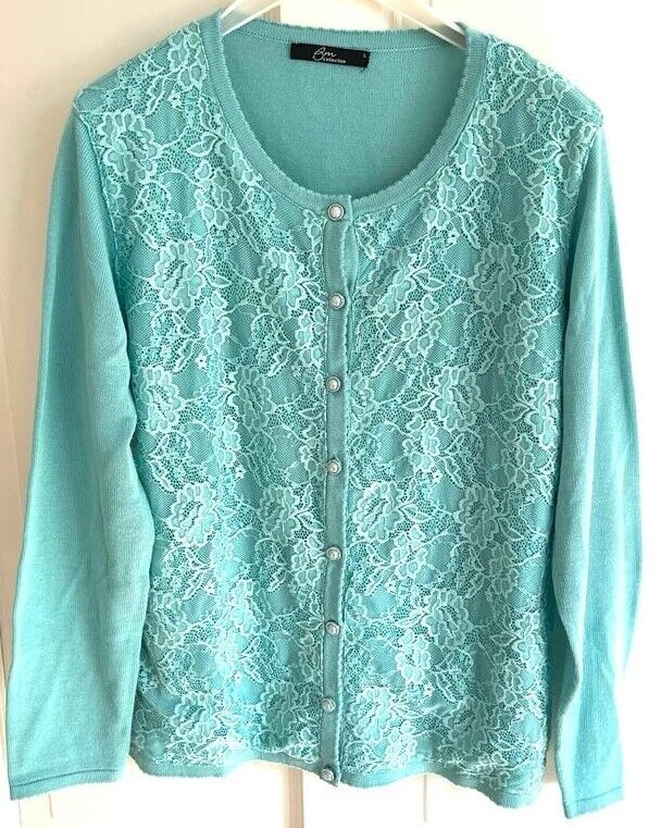 Brand New without tags Bonmarche Collection aquamarine lace overlay cardigan