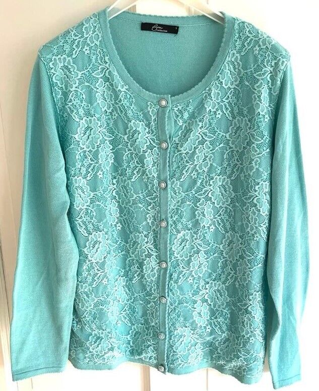 Brand New without tags Bonmarche Collection aquamarine lace overlay cardigan