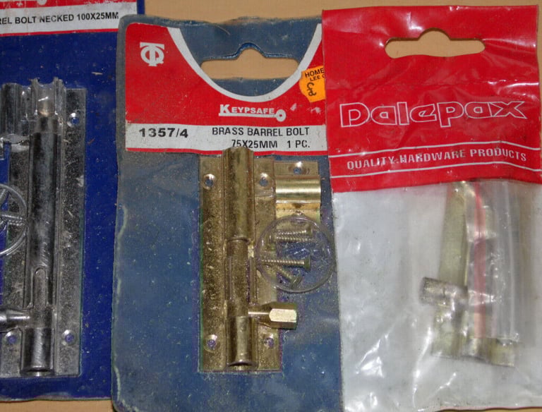 BUNDLE OF BARREL BOLTS STRAIGHT & NECKED BRASS STEEL ALLOY SECURITY DOOR LOCKS