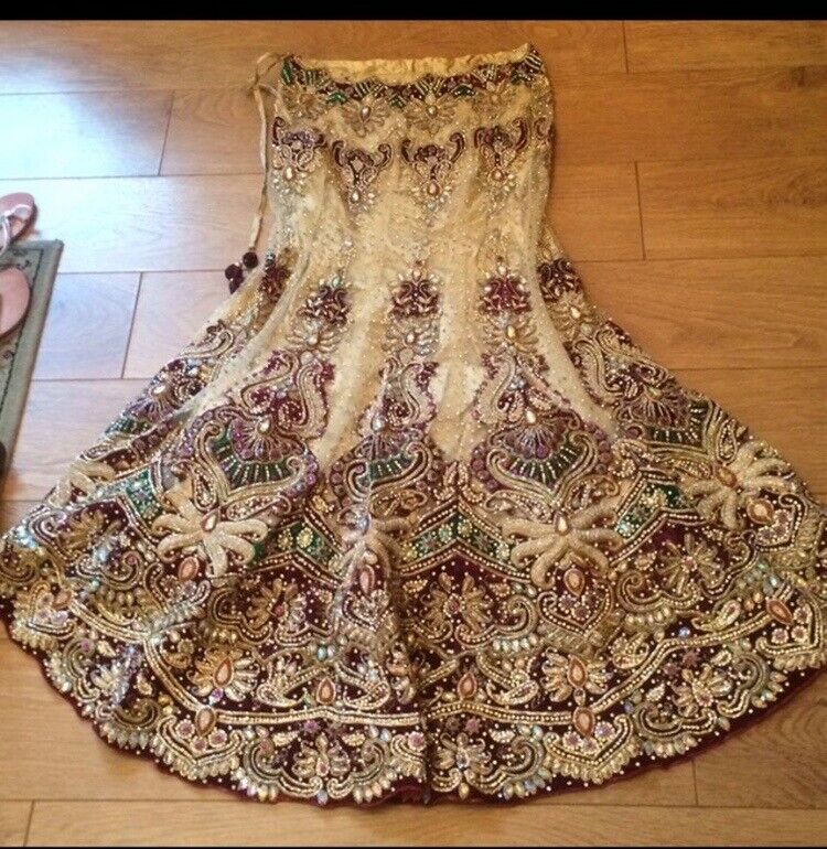 image for Beautiful ladies cream and purple fishtail  lengha