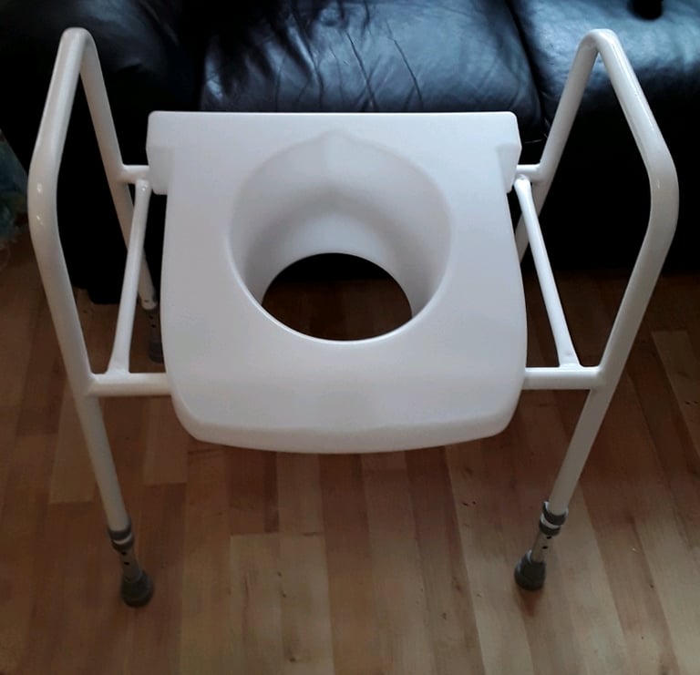Raised Toilet Seat and Frame Adjustable width Toileting Mobility Aid