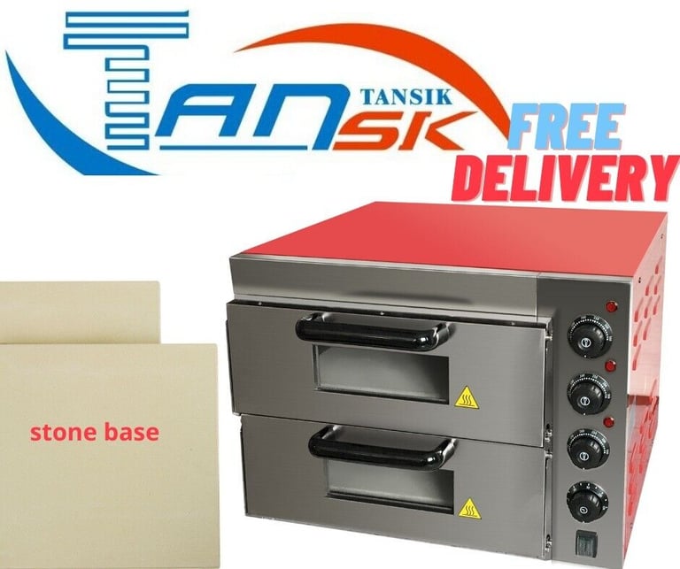 image for NEW COMMERCIAL BAKING OVEN FIRE STONE ELECTRIC PIZZA OVEN 2 X 16” TWIN DECK