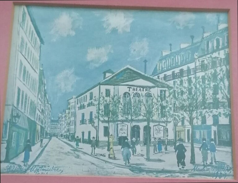 2 x Maurice utrillo prints on canvas in vintage frames 