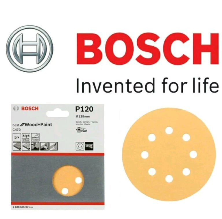 image for Bosch Abrasive Disc - 125mm 120 Grit (Pkt 5)