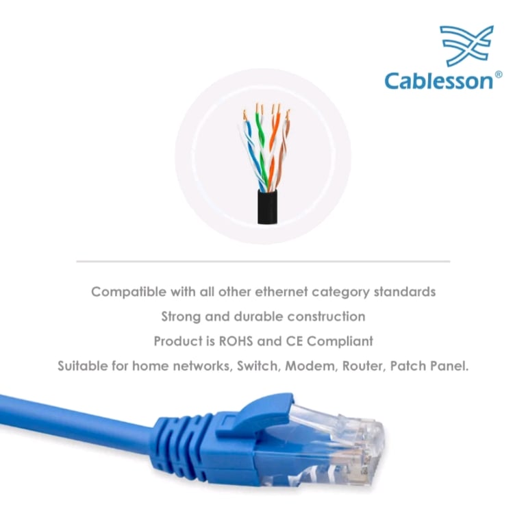 20m meter Cat 6 Ethernet Lan Cable RJ45  250MHz 1000Mbps Internet bran