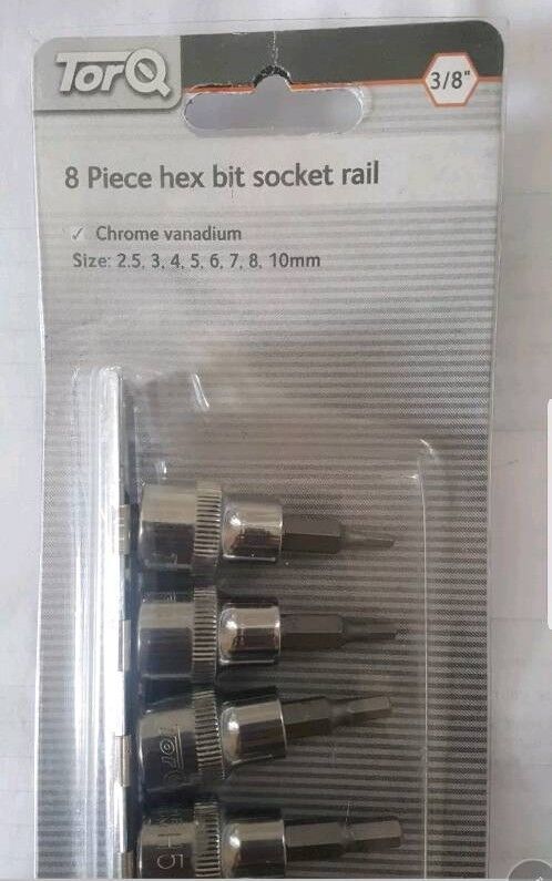 torq 8 piece hex bit socket rail