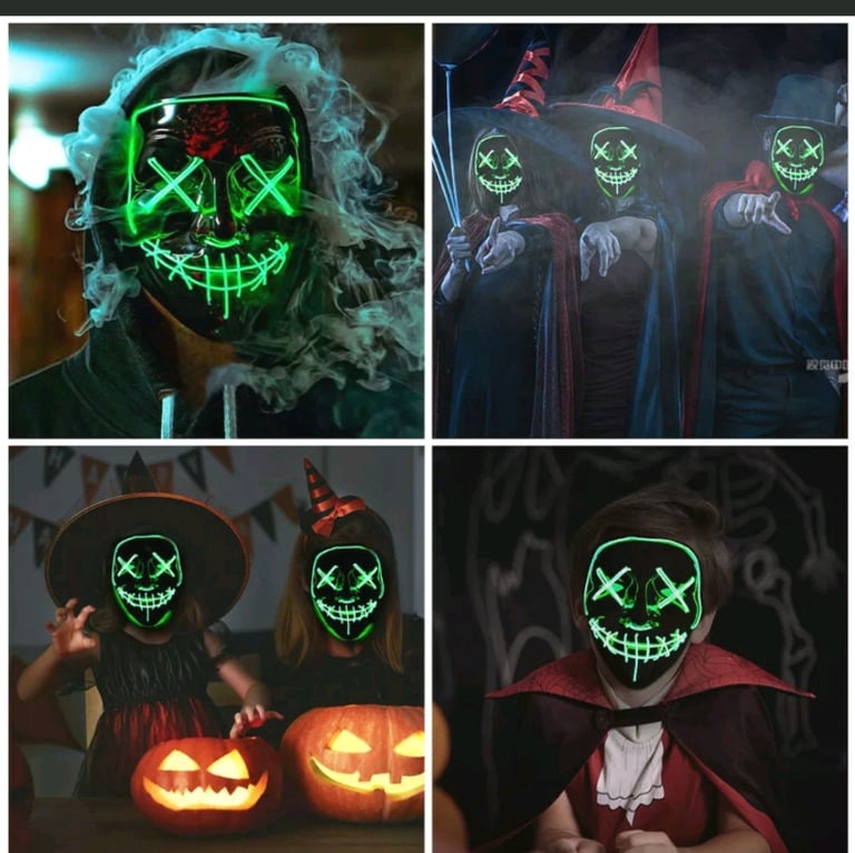 image for Neon Stitches LED Mask Wire Light Up Purge Halloween Costume Mask Cosp