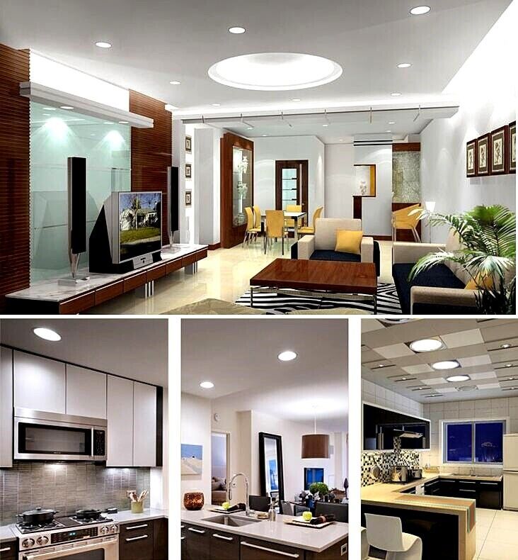 3W 6W 12W 18W 24W LED Panel Lights, Recessed Mounting, Round / Square Shape, Cool White Light Colour