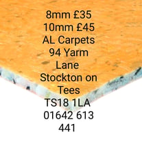Magic 8mm Carpet Underlay £35 10mm underlay £45 94 Yarm Lane Flooring 
