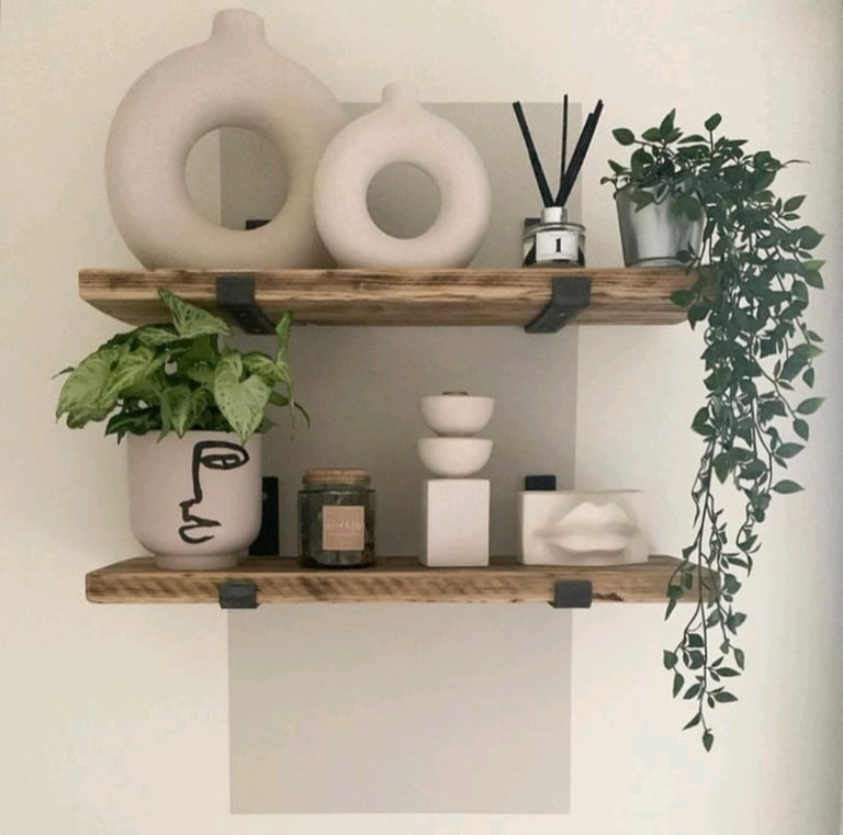 image for Rustic Shelves & Raw Steel Brackets 