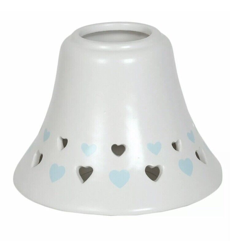 blue heart ceramic candle jar shade. BNIB