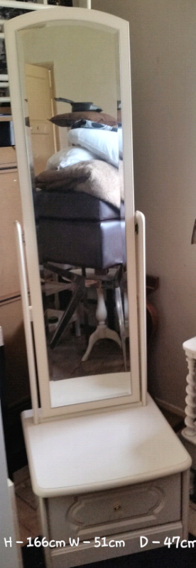 White Full Length Mirror with Drawer Reduced 