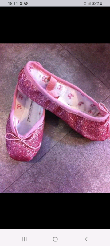 image for New Pink Glittery children's ballet shoes 