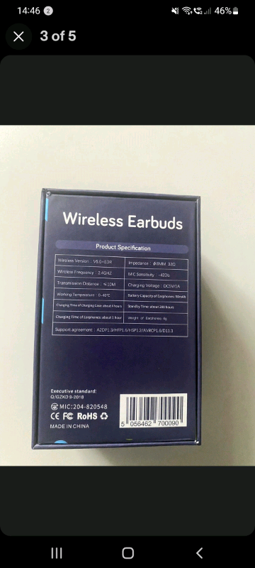 Earbuds wireless Bluetooth 