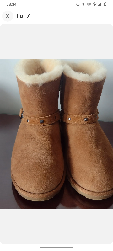 image for Winter Boots Womens Faux Fur Sheepskin Mid Calf Button Warm Booties si