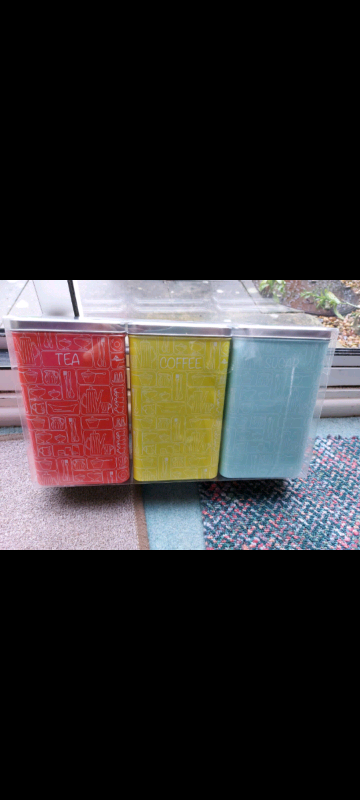 image for Tea coffee sugar tins canisters, new