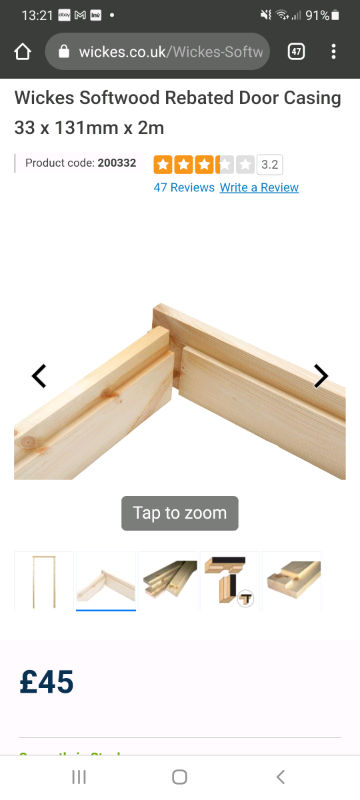 Rebated door casing 131mm x 3mm