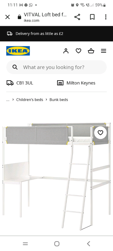 Ikea vitval loft bed, very good condition 