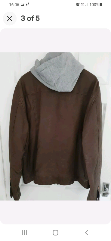 Mens next brown leather jacket