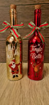 image for Christmas decorations funny santa & reindeer handmade led bottles 