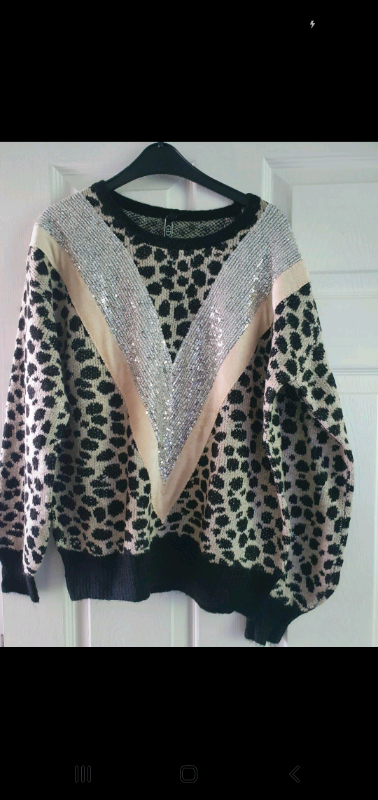 image for Leopard print sequins jumper