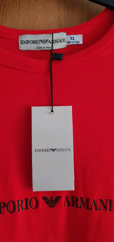 ARMANI MENS RED T-SHIRT SIZE XL (GENUINE, BRAND NEW & UNUSED) 