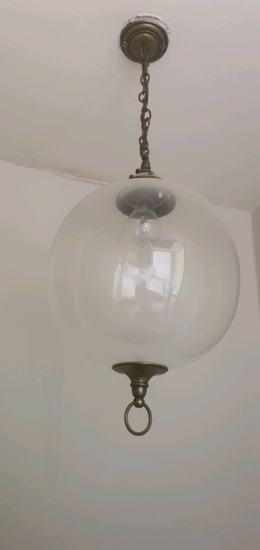 image for Antique Globe glass celling light gas converted to electricity 