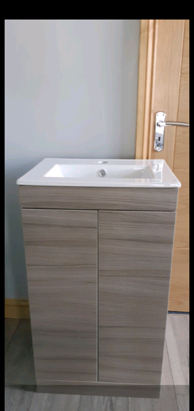 Nuie Athena Floor Standing 2-Door Vanity Unit with Basin in Driftwood-