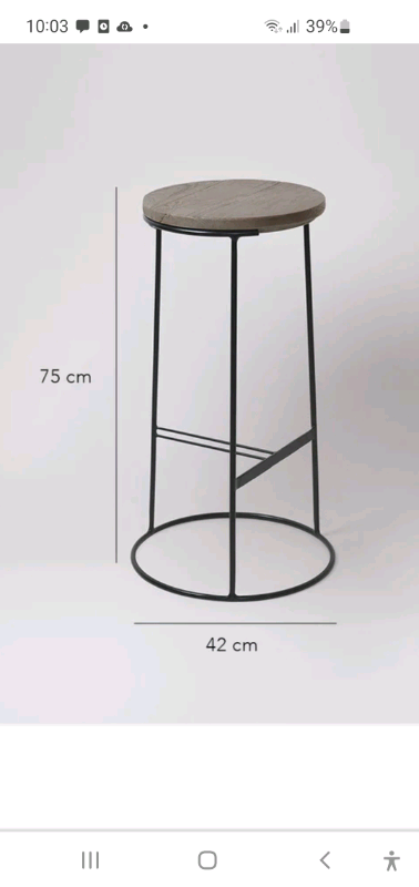  set of 2 mango & Steel bar stools retailed £249 unused jymust been stored no box