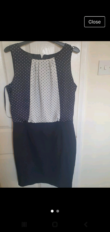 image for Next navy dress with polkadots