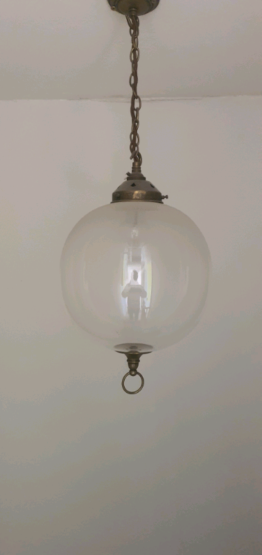 Antique Globe glass celling light gas converted to electricity 